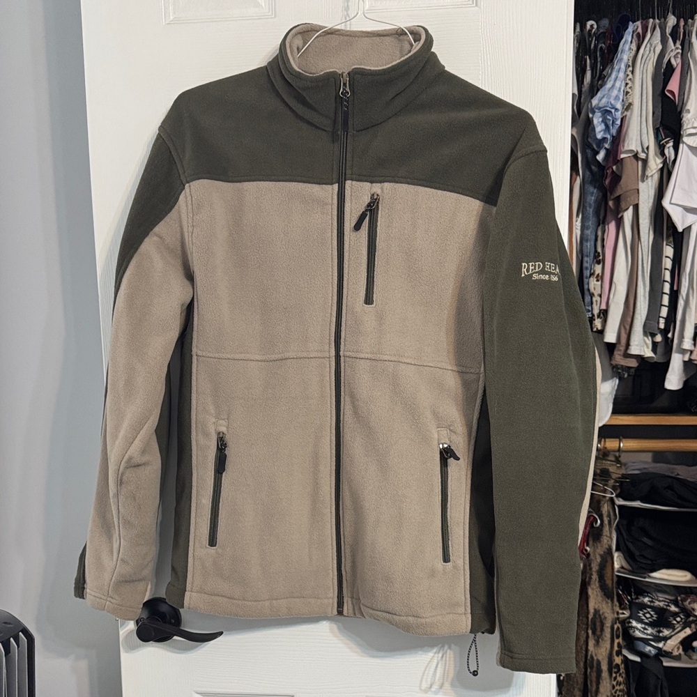 RedHead Men's Olive and Beige Fleece Jacket